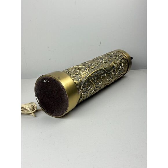 Vintage Embossed Floral Brass Lamp Artillery Shell Style - No Shade- 21in - Picture 9 of 10